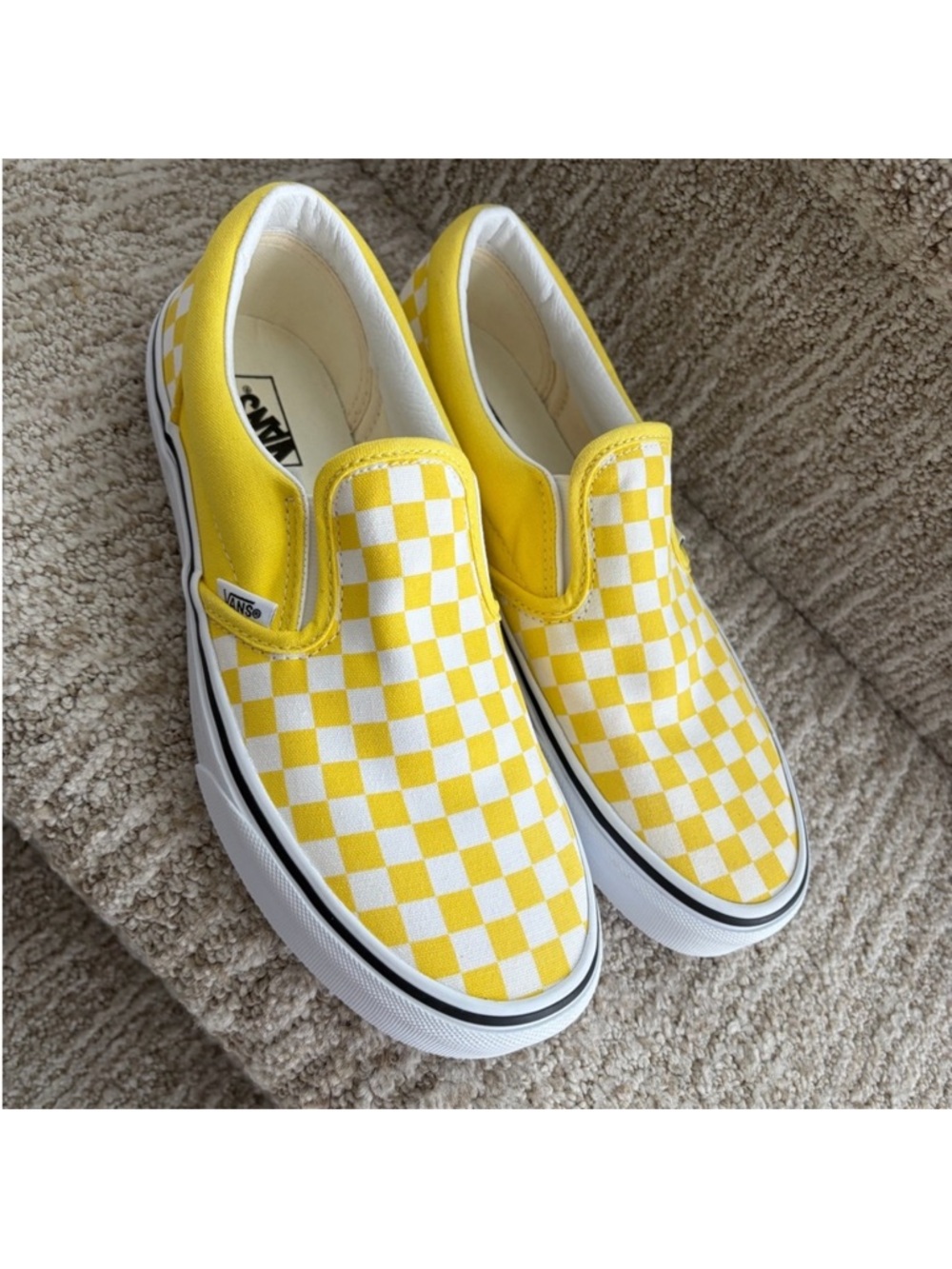 Vans Slip-On Checkerboard Sneakers - Yellow/White